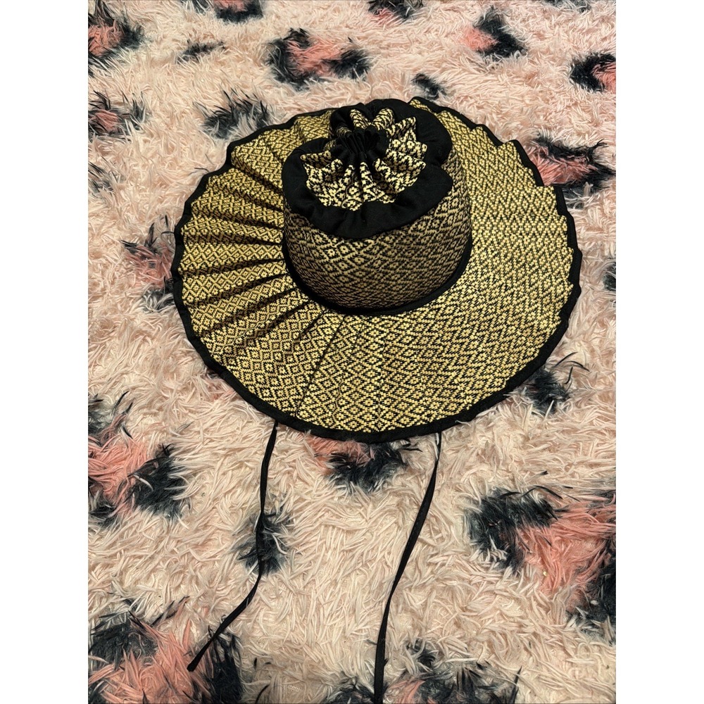 Beach Tie Hat in Tan size M Packable Black Sun Shade